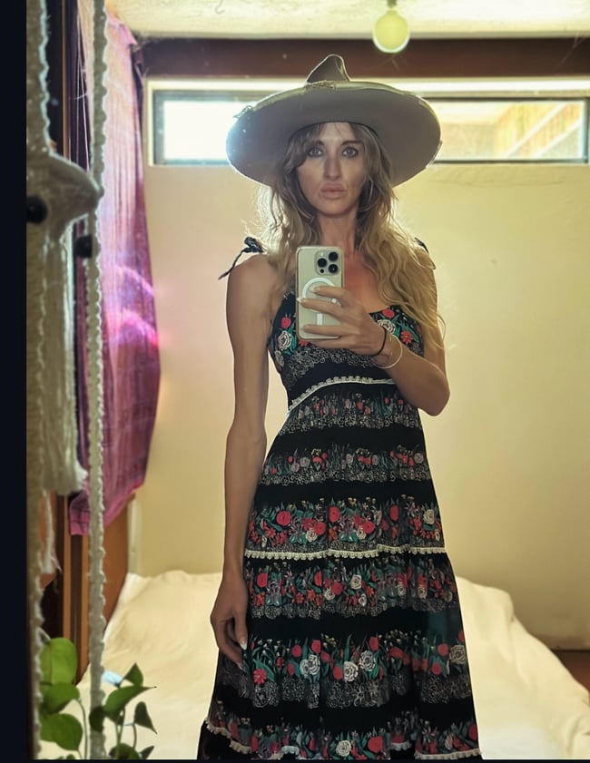 70s Victor Costa cotton black floral sundress