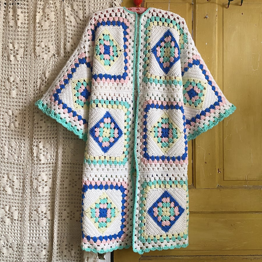 Image of Cotton Candy Squares Granny Sweater