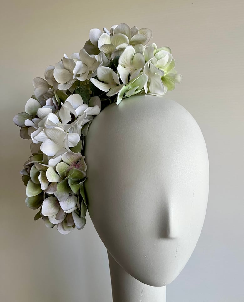 Image of Sage green & white flower headpiece