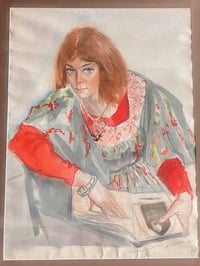 Image 3 of Striking 80s Watercolour Portrait on Paper