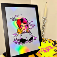 Image 1 of Framed Holographic Print - Mullet Babe