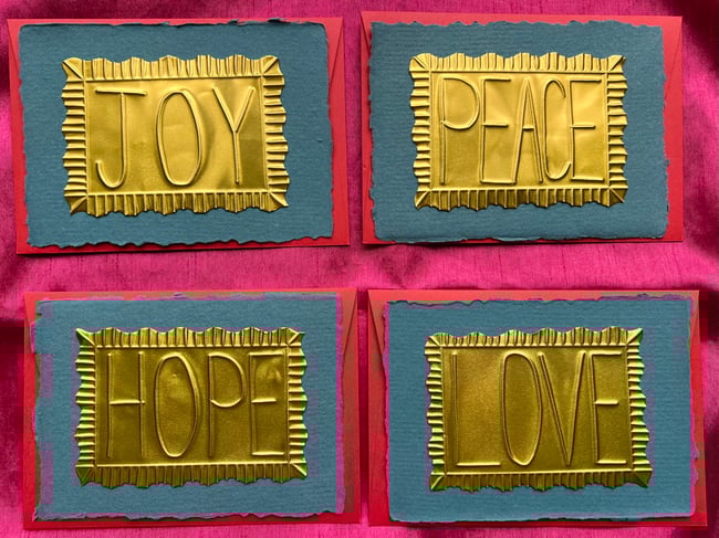 Embossed foil notecards