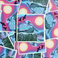 “Nestled down for the night” matte 3” stickers