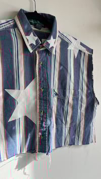 Image 2 of L- cropped white star button-up 