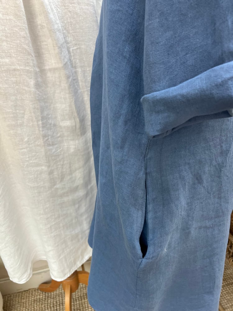 Image of Robe En Lin Daphné Bleu Jeans