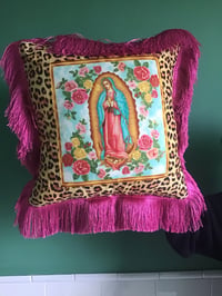 Image 2 of Pink Fringe Virgin Cushion Cover