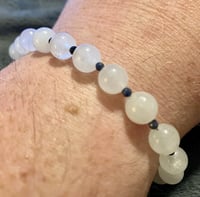 Image 5 of White Jade with Faceted Sapphires - Size 5.75