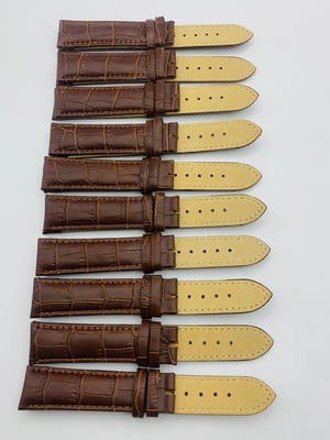 Image of LOTS OF 5 & 10 X CROC  STYLE OMEGA LEATHER GENTS WATCH STRAPS,20mm,BLACK,BROWN,WITHOUT BUCKLES.