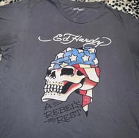 Image 2 of (L) y2k Ed Hardy rebel’s rest skull shirt