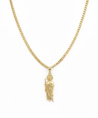 Image 3 of San Judas Pendant with 5mm Cuban Link Necklace