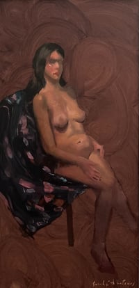 "Nude with flowered drape" Original Fine Art Oil Painting by Sarah Griffin Thibodeaux