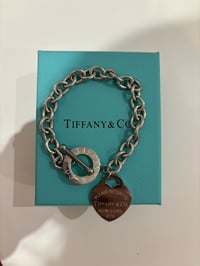 Image 1 of Silver chain heart bracelet