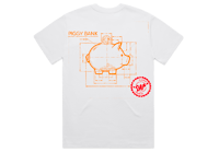 Oversized White Piggy Bank Tee W/Orange Print