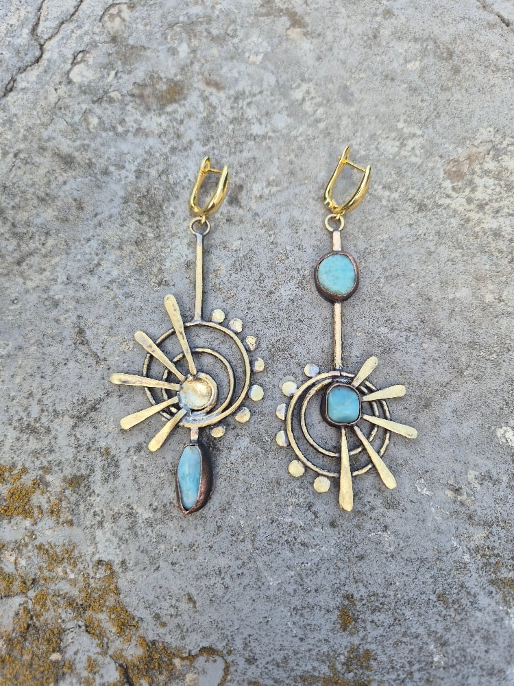 Sunny long earrings  with larimar