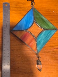 Image 6 of Stained glass suncatcher with large quartz crystal