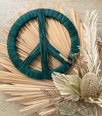 Image 1 of Botanical Green Raffia Peace Sign 