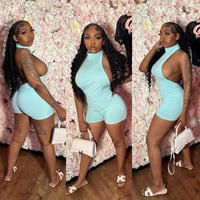 Image 1 of Baby Blue Backless Bodysuit 