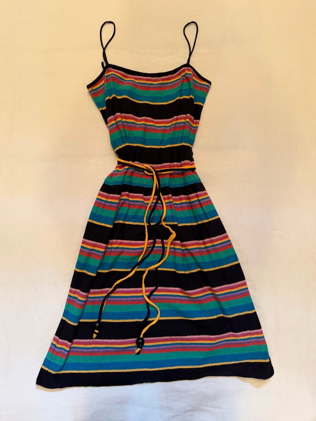 70s woven rainbow dress sundress mini