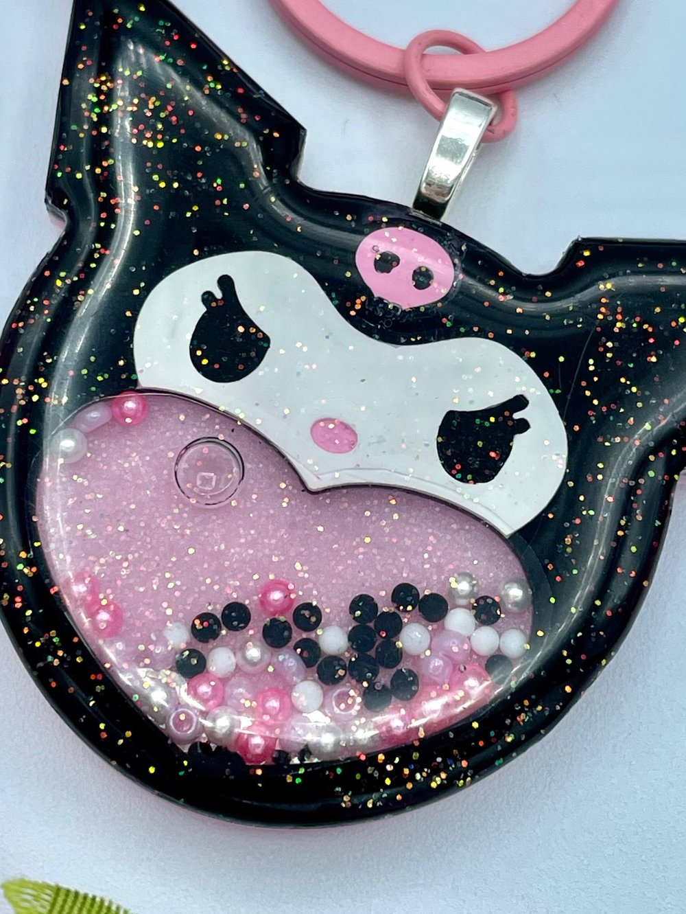 Image of Keychain - Black & Pink Bunny 1