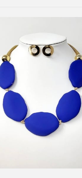 Image of Doris (GOLD NECKLACE SET ROYAL BLUE)