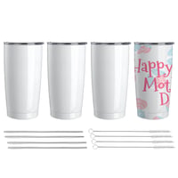 Image 1 of 20 oz Sublimation Blank Tumblers Insulated Cup Stainless Steel Vacuum Flasks with Lid and Straw Ther