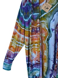 Image 5 of 2X PLUS Jersey Knit Open Cardigan in Earthy Rainbow Geode Ice Dye
