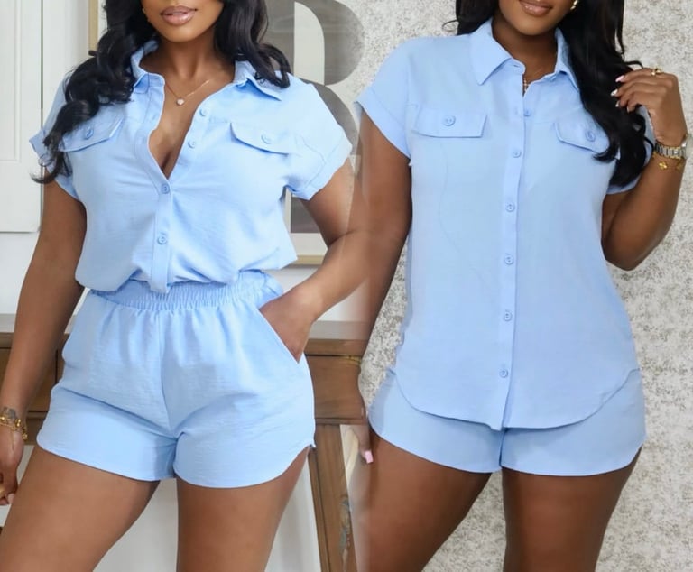 Light Blue 2pc Set w/Pockets ✨SMALL✨