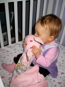 Image of Blanket with Friend - pink bunny