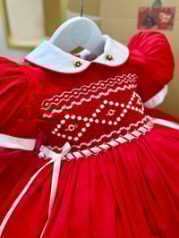 Image 2 of red and white smocked dress 