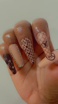 Image 3 of Nails - Long Luxury Louis Vuitton Design