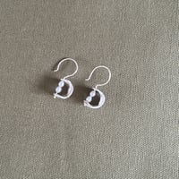 Image 3 of #18 Drop Earring with Double Pearl ( Silver & Gold) 