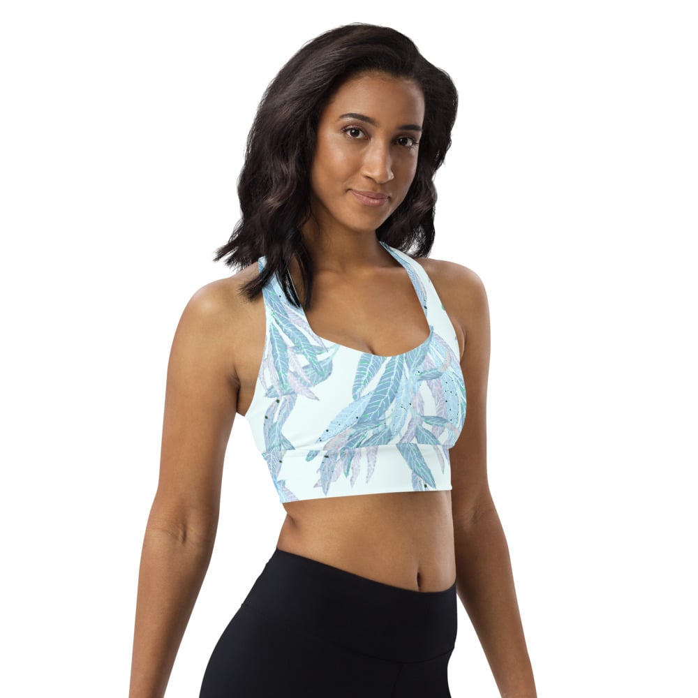 Image of Willow leafs blu blu Longline sports bra