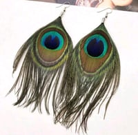 1pair Bohemian Style Peacock Feather Earrings 