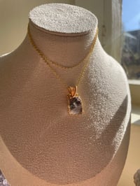 Image 4 of Gold  Garden Quartz Rectangle Crystal Necklace