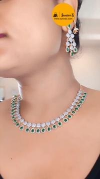 Image 2 of Noora CZ Australian Diamond Necklace Set in Green