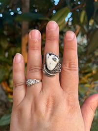 Image 1 of Sterling Silver & White Buffalo Adjustable Ring