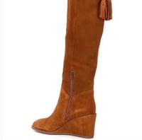 Image 2 of ANTONIO MILANI brown cognac suede wedge heel boots