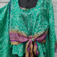 Image 2 of Kimono and cami top Set-jade and 💜 purple
