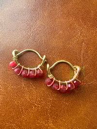 Image 2 of DRACA — Red Jade Huggie Hoop Earrings