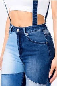 Image 3 of PRISCILLA FLARED SUSPENDER DENIM JEANS 
