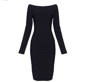 Image of Long Sleeve Black Bandage Dress