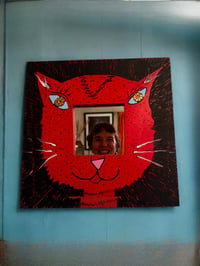 Image 3 of “Kitty Cat Mirror” one of a kind hand painted miror