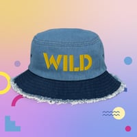 Image 4 of WILD One Distressed Denim Bucket Hat
