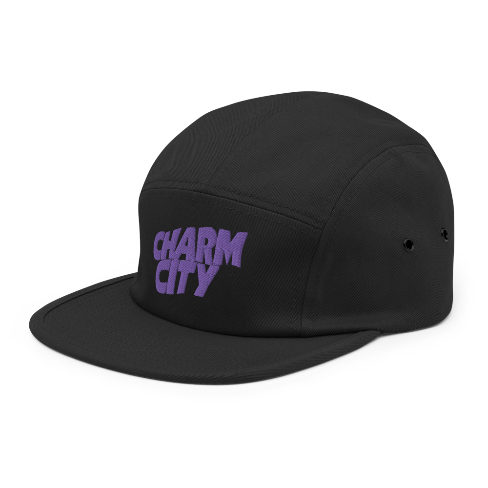 Image of Charm City Baltimore Purple Sabbath Raven Panel Hat (Black)