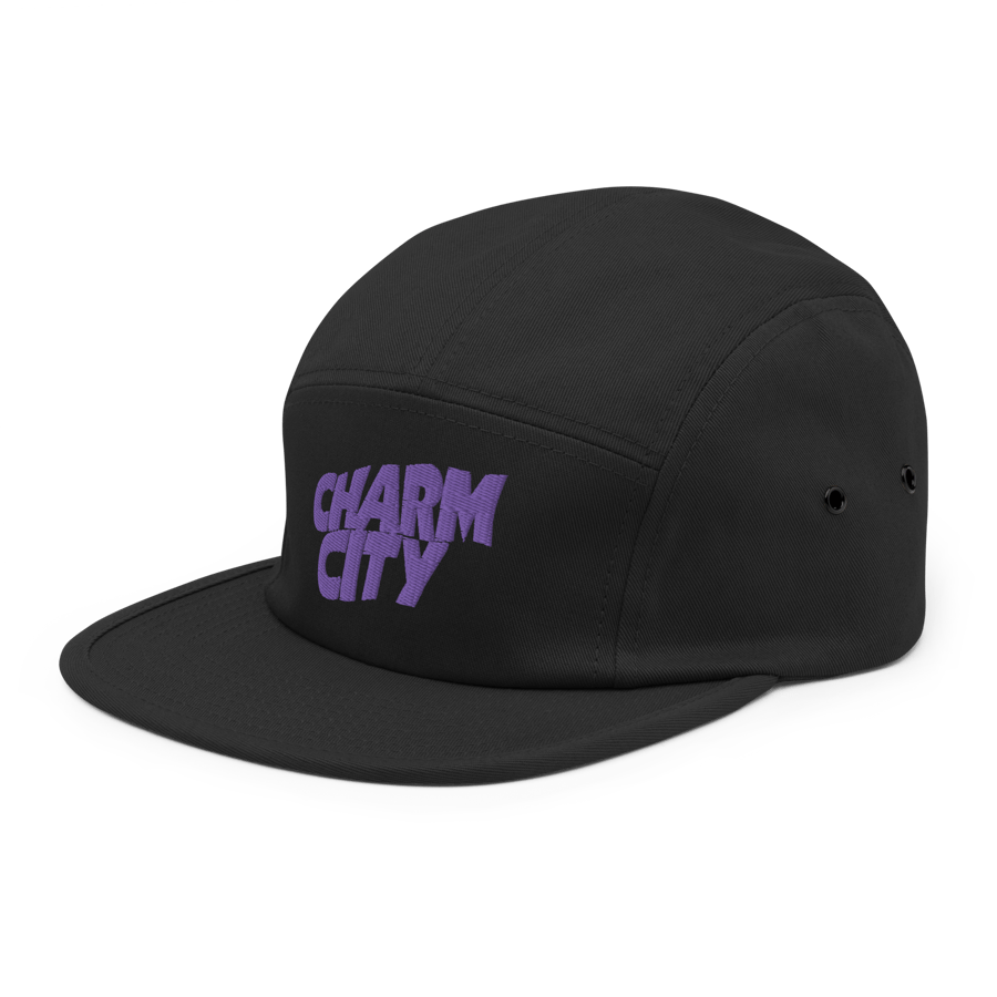 Image of Charm City Baltimore Purple Sabbath Raven Panel Hat (Black)