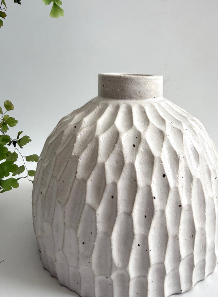 Image of Carved white vase 