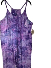 Image 4 of S/M Cotton Blend Knit Pocket Jumpsuit in Purple Haze Ice Dye