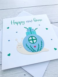 Image 4 of Happy New Home Snail Moving House Handmade Card - Cute Card for Housewarming