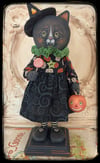 Connie the Halloween Witch Folk Art Cat Doll