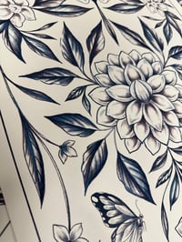 Image 2 of Blue floral mirror print 